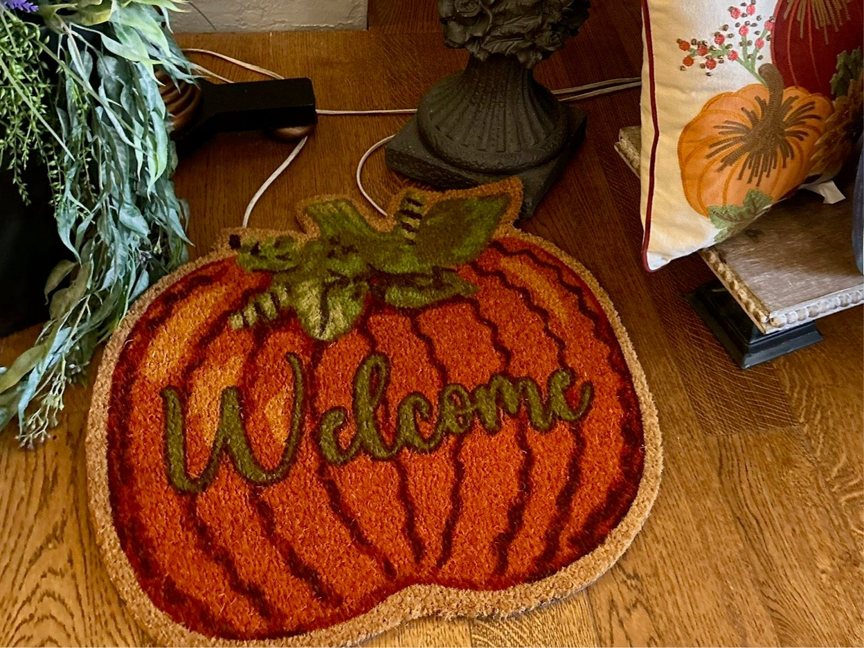 Orange Pumpkin Shaped Welcome Coir Door Rug
