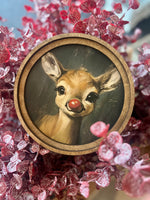 Load image into Gallery viewer, Rudolph Portrait Round Wood Frame Christmas Decor

