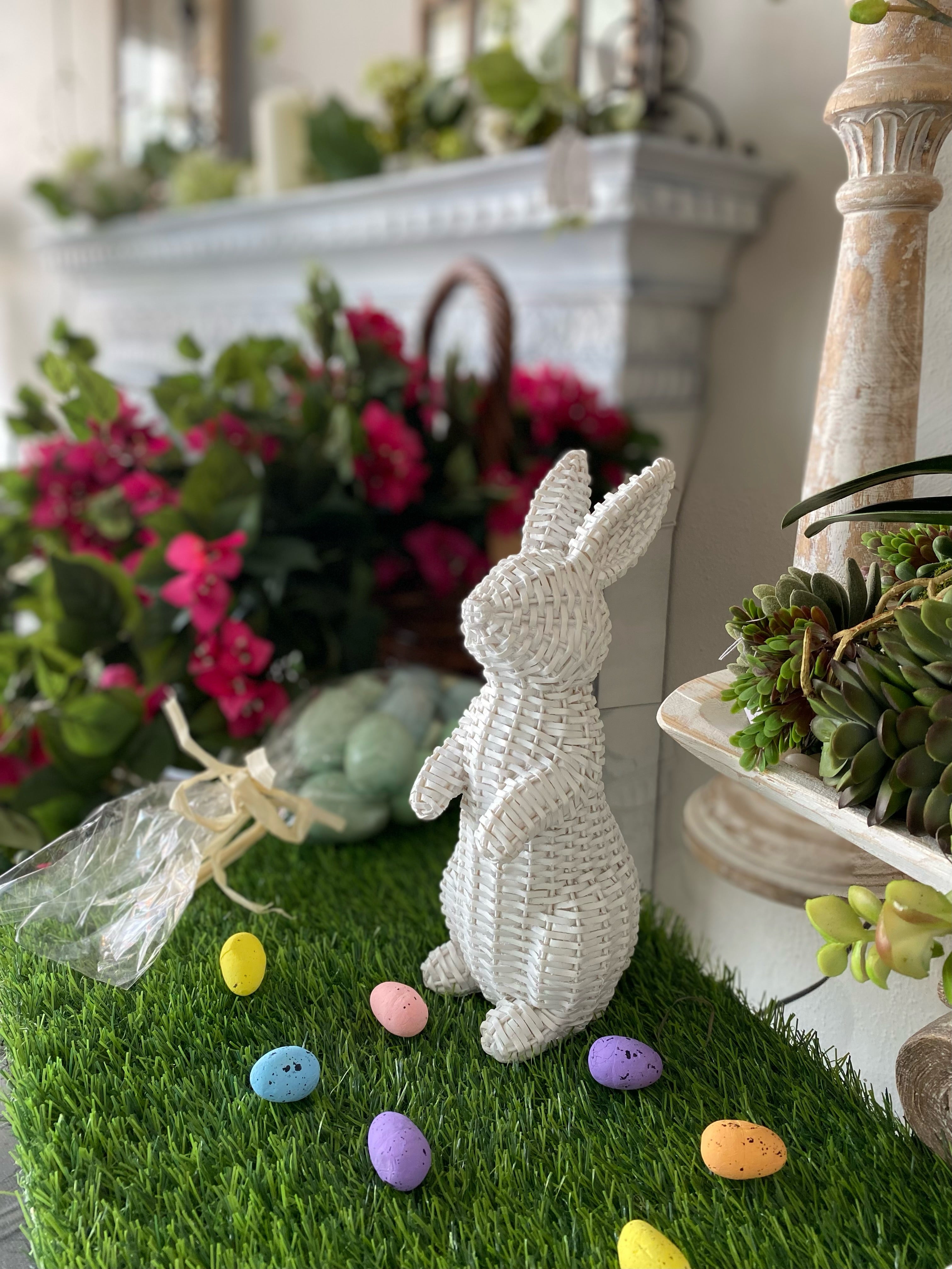 Easter/Spring Collection: White Wicker Bunnies Set of 2