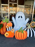 Load image into Gallery viewer, Halloween Large White Ghost Metal Stake Outdoor or Indoor
