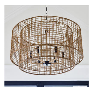 Quorum 8023-6-59 Rattan Shade 6-Light Pendant