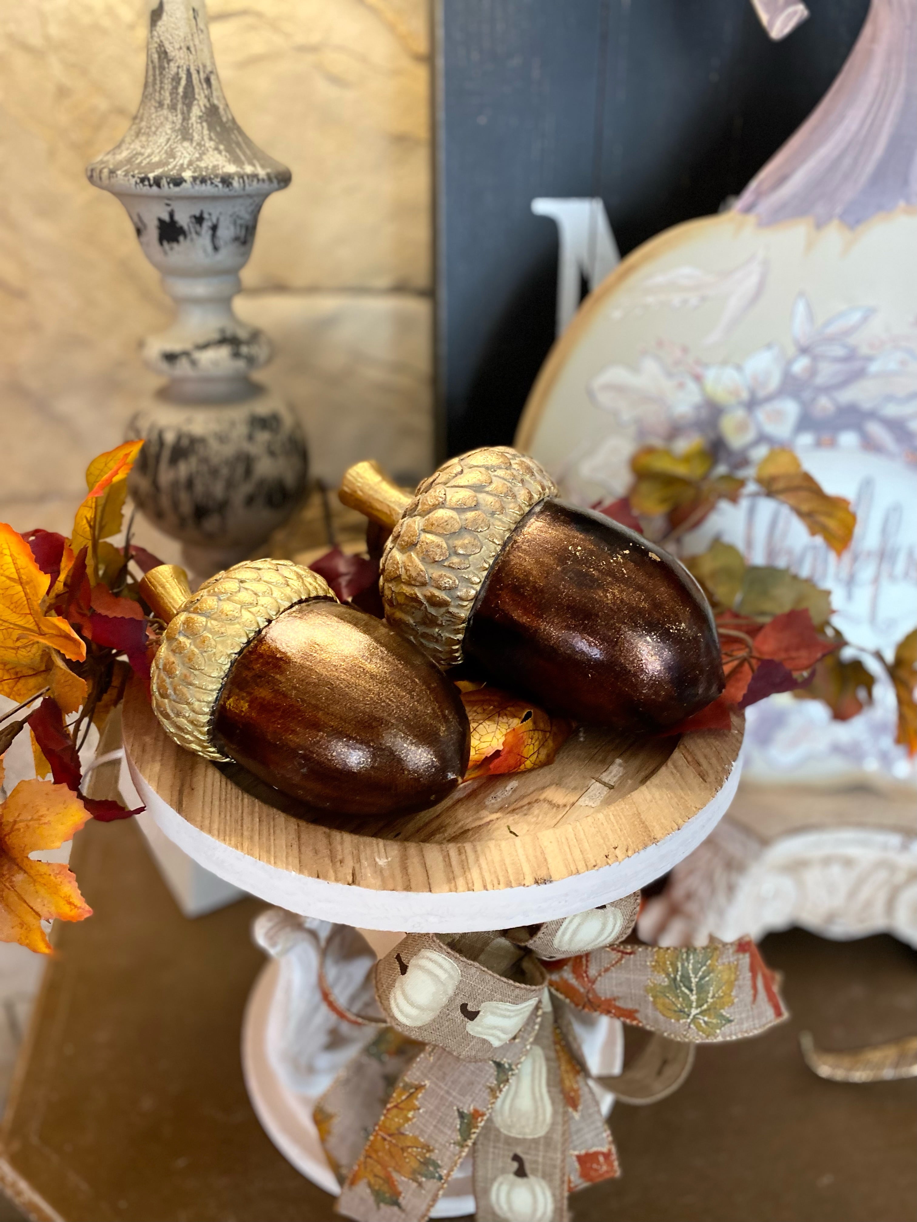 Elegant Fall Bronze & Gold Acorns