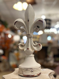 White Distressed Fleur de lis