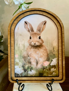 Arch Top Wooden Frame Bunny Art