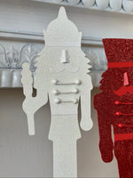 Load image into Gallery viewer, Set of 3 Nutcracker Christmas Metal Stakes Outdoor or Indoor White, Green, Red
