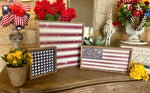 Load image into Gallery viewer, Americana Blue &amp; White Stars Pic with wood frame 8”x8”
