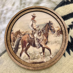 Load image into Gallery viewer, Cowboy Western Art with Wood Frame 8”x8”
