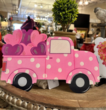 Load image into Gallery viewer, Valentines Loads of Love Pink Polka Dot Truck Metal Stake with Attached Easel
