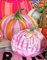Load image into Gallery viewer, Pink and Orange Metal Pumpkins Set of 2
