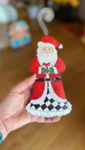 Santa Claus Harlequin Metal Ornament