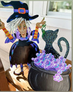 Load image into Gallery viewer, Small Tillie the Witch Metal Black, Purple, with Frog Roundtop Collection
