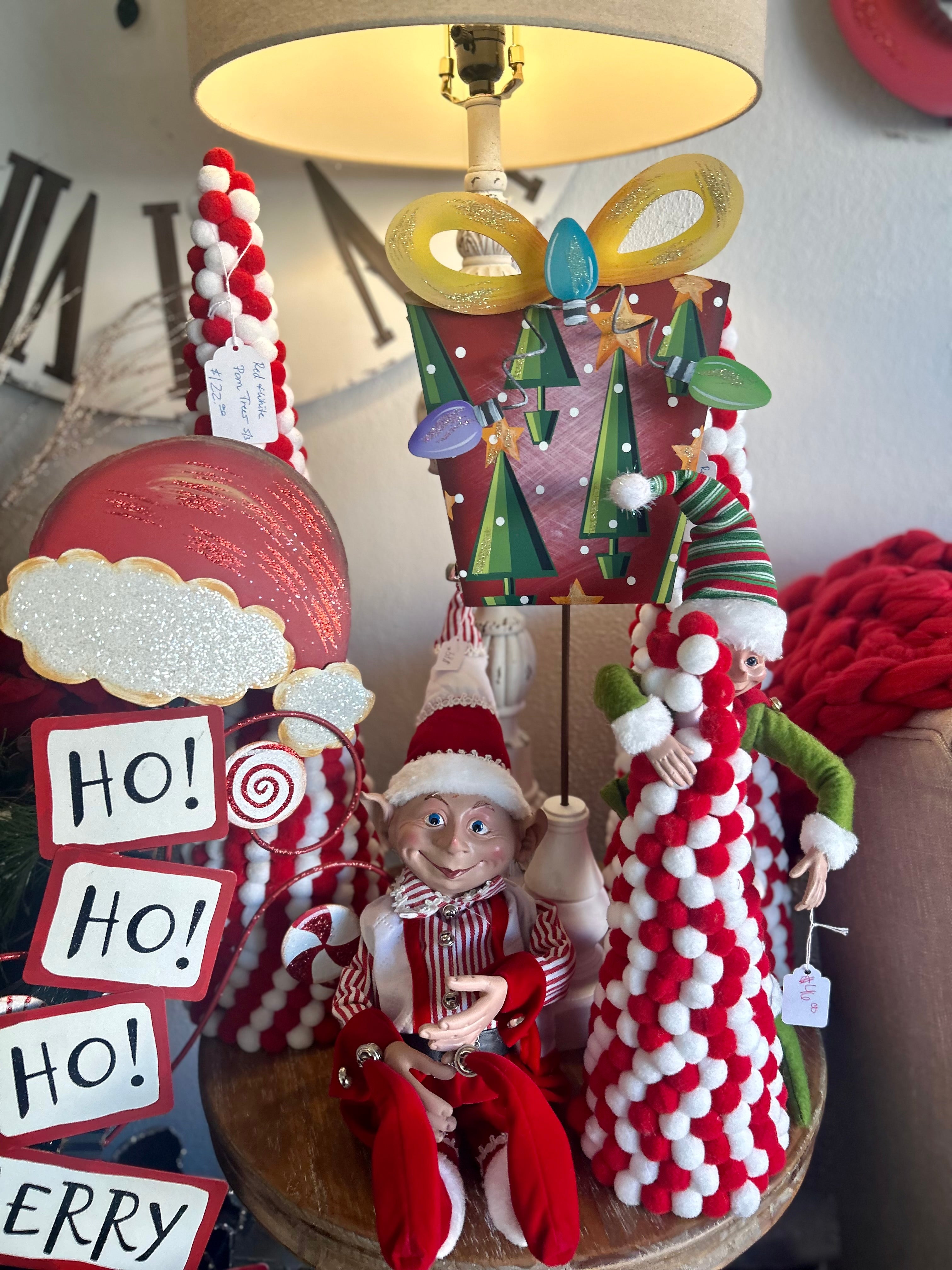 Hohoho with Santa Hat Metal Stake Outdoor or Indoor