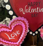Load image into Gallery viewer, Love Ric Rac Pink and Red Metal Heart Stake Valentines

