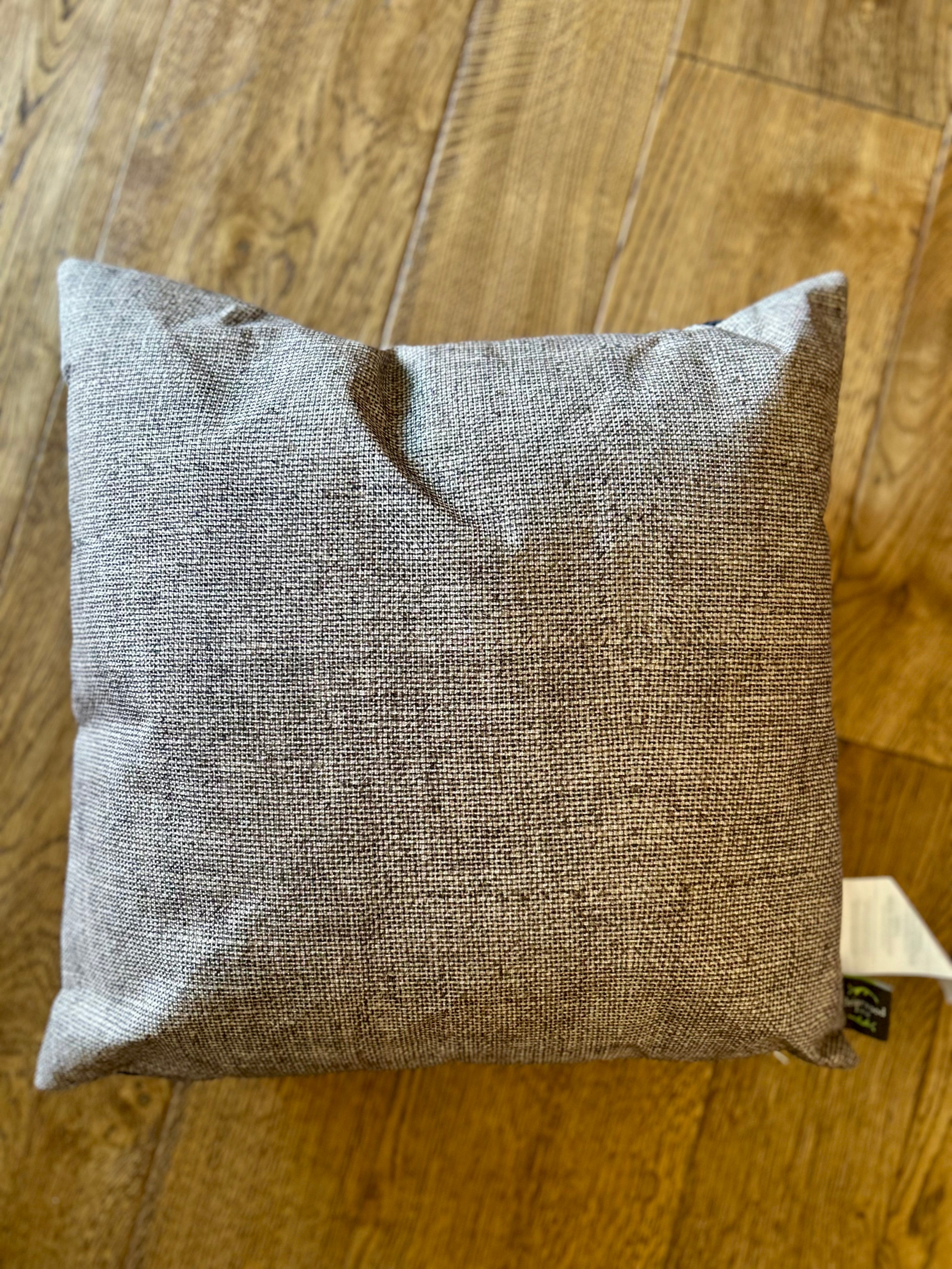 Fall Be Grateful Pumpkins Outdoor Pillow with Check Backside