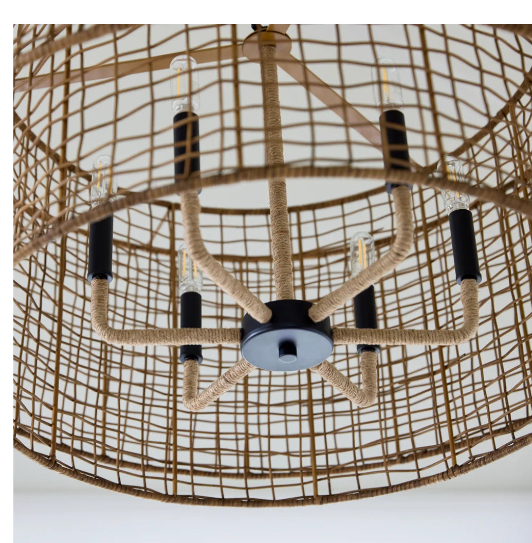 Quorum 8023-6-59 Rattan Shade 6-Light Pendant