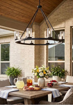 Load image into Gallery viewer, Matte Black Gentry Round Chandelier Outdoor WET Rated
