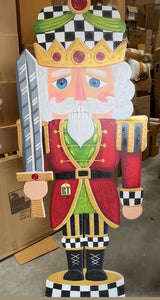 Large Nutcracker with Check Pattern Metal Outdoor/Indoor