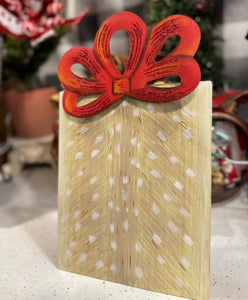 Deer Print Christmas Packages Set of 2 Metal Stake Outdoor or Indoor