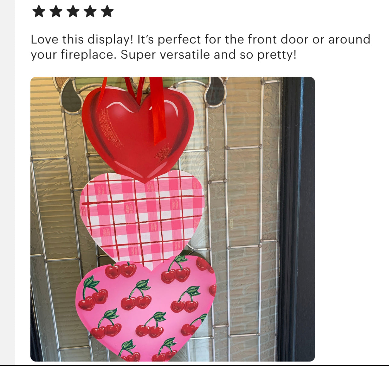 Valentines Day: Topiary of Hearts Cherries Pattern, Plaid, and Solid Red Metal Stake