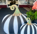 Load image into Gallery viewer, Large Short Black &amp; White Striped Pumpkin Stake
