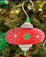 Load image into Gallery viewer, Set of 3 Large Red, White, &amp; Green Metal Ornaments
