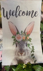 Load image into Gallery viewer, Bunny with Pink Flowers and Ivy Outdoor Flag
