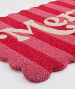 Load image into Gallery viewer, Merry Hot Pink and Red Stripe Christmas Scalloped Door Mat
