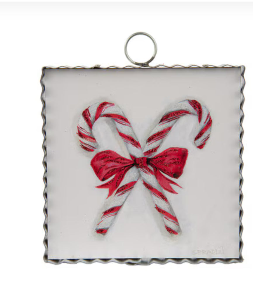 Christmas Candy Canes with Red Bow Mini Print