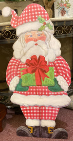 Load image into Gallery viewer, Large Santa Claus Red White Checkered Pattern with attached easel Outdoor Metal
