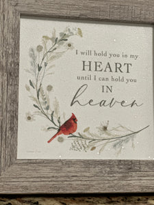 I Will You Hold You In My Heart Until I Can Hold You In Heaven Wood Framed Shimmering Picture