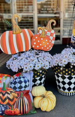 Load image into Gallery viewer, Black and White Harlequin Gold Polka Dot Design Outdoor Pots
