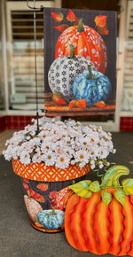Load image into Gallery viewer, Fall Pumpkin Flag Outdoor Orange, Blue, White
