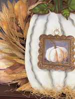 Load image into Gallery viewer, White Pumpkin with Gold Frame Scallop Mini Print
