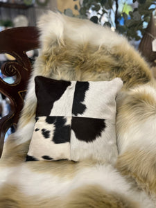 Cowhide Brown and White Pillow 16" with Form