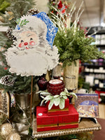 Load image into Gallery viewer, Blue and White Santa Metal Outdoor/Indoor Stake Christmas
