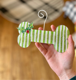 Load image into Gallery viewer, Dog Bone Stripe Metal Green &amp; White Ornament

