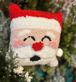 Load image into Gallery viewer, Mini Santa Hooked Pillow in Red, White, and Black
