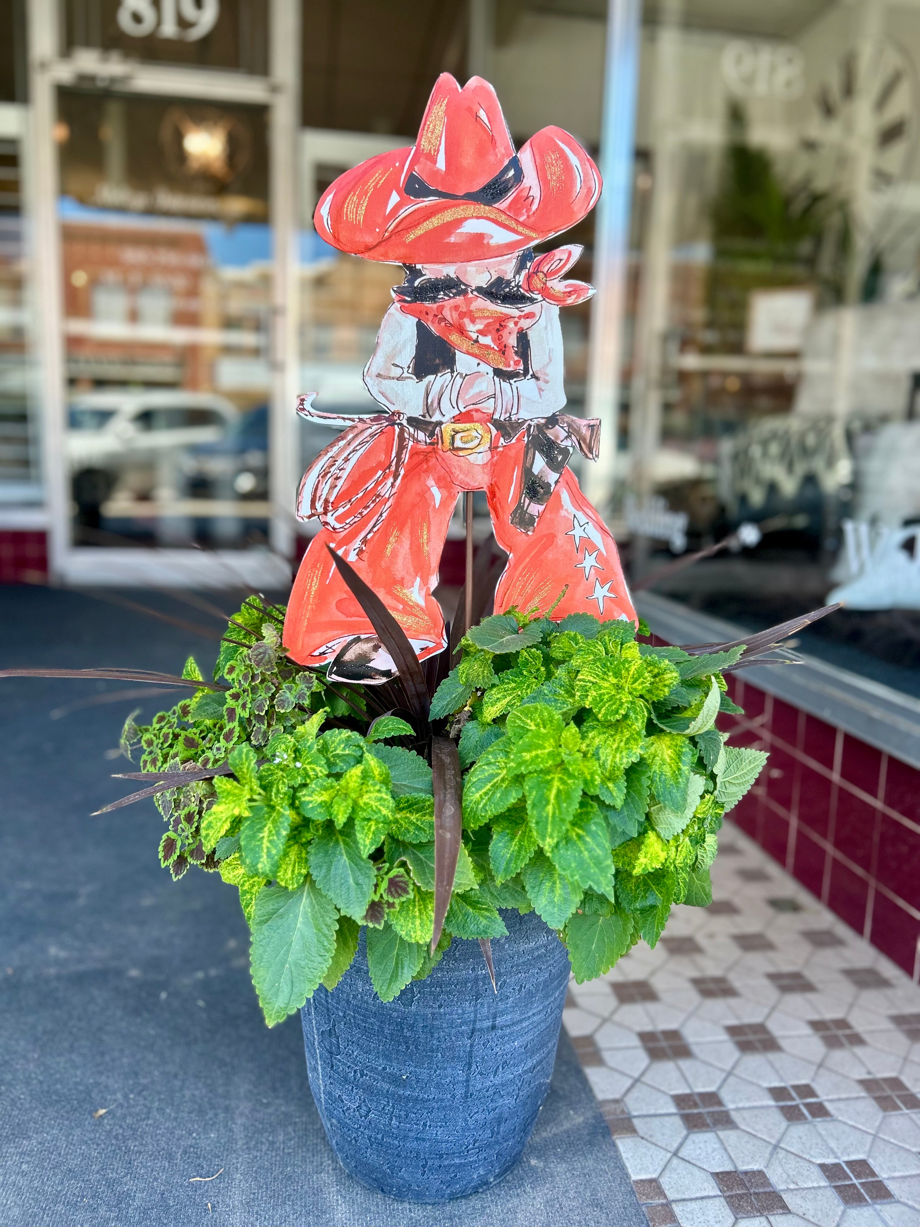 Cowboy Metal Stake Pistol Pete or Door Hanger