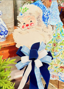 Blue and White Santa Metal Outdoor/Indoor Stake Christmas