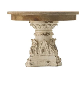 Distressed Large White Riser with Light Wood Top