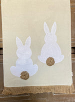 Load image into Gallery viewer, Linen Look Emroidered Fringed Bunny Table Runner
