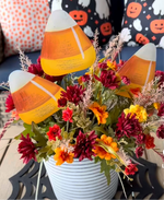 Load image into Gallery viewer, Trio Metal Stake of Candy Corn Halloween
