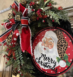 Load image into Gallery viewer, Leopard Santa Christmas Wreath with Black
