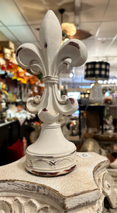 White Distressed Fleur de lis