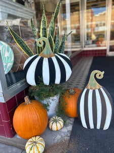 Bundle of (4) Black & White Stripe Pumpkins