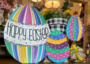 Spring/Easter Collection:  Happy Easter Egg Metal Stake with Easel