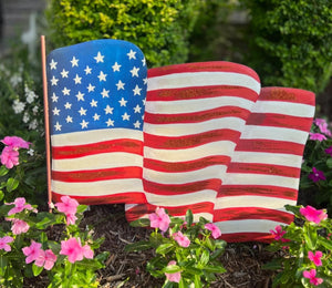 Americana: Large Waving Metal American Flag Stake