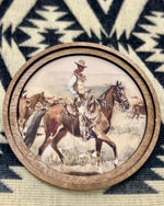 Load image into Gallery viewer, Cowboy Western Art with Wood Frame 8”x8”
