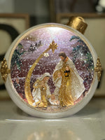 Load image into Gallery viewer, White and Gold Ornament Holy Family Snow Globe
