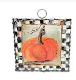 Load image into Gallery viewer, Pumpkin with Black and White Check Border Mini Print with Galvanized Frame
